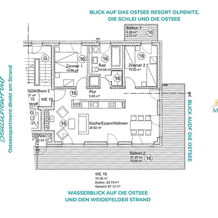 Beachviewfour- 3og, Meerblick, Balkon, Kamin, Sauna Apartament *